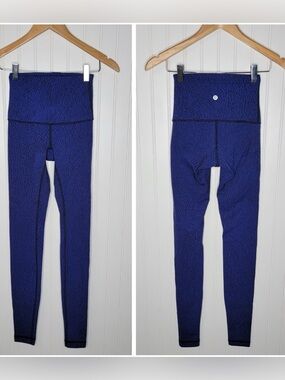 Lululemon Wunder Under HR Leggings 29" Inseam Size 6 Blue & Black